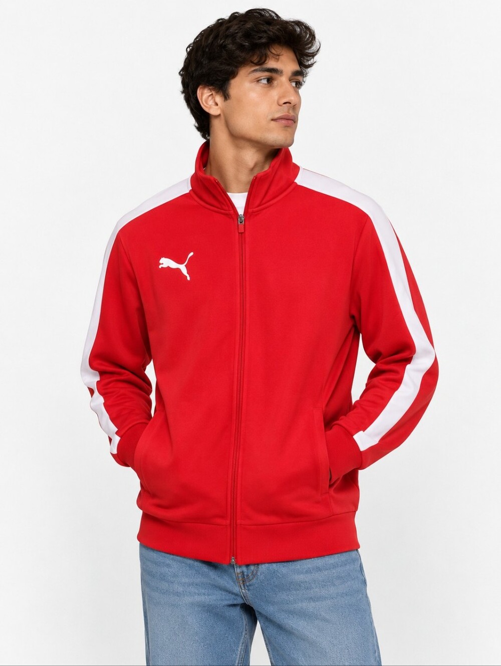PUMA P48 Fleece Track Jacket Red White Men’s XXL Full Zip